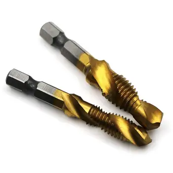 

6pcs Hss Titanium M3 - M10 Combination Hex Deburr Countersink Tap Drill Bit Set Hexagonal Shank Compound Taps Set