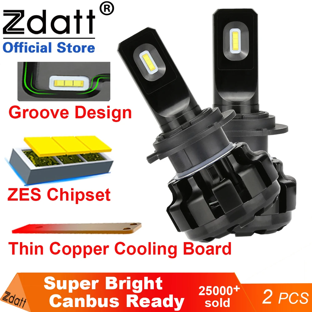 Najtaniej Zdatt H4 żarówki Led H7 6000K H11 9006 Led lampadas H1 światła samochodowe 9005 HB3 9006 HB4 LED Canbus 100W 12000LM 12V lampa samochodowa