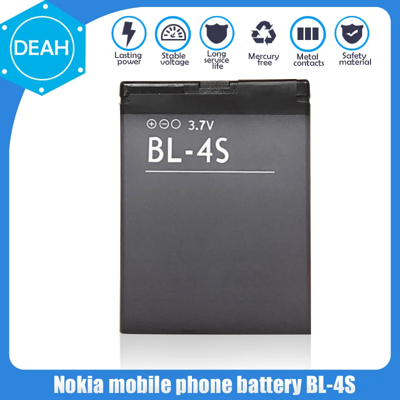 Аккумулятор для Nokia 860 1006 S 2680S 3600S 3602S 7020 6202C 6208C 7100 7610 7612 BL-4S 3710F 1 шт. мАч | Электроника