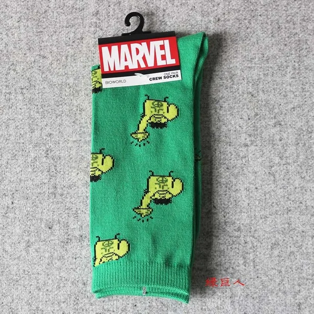 D Носки с героями комиксов Marvel Мстители Капитан Америка Бэтмен Супермен железный человек носки «Халк» мужские хлопковые забавные уличные носки - Цвет: D