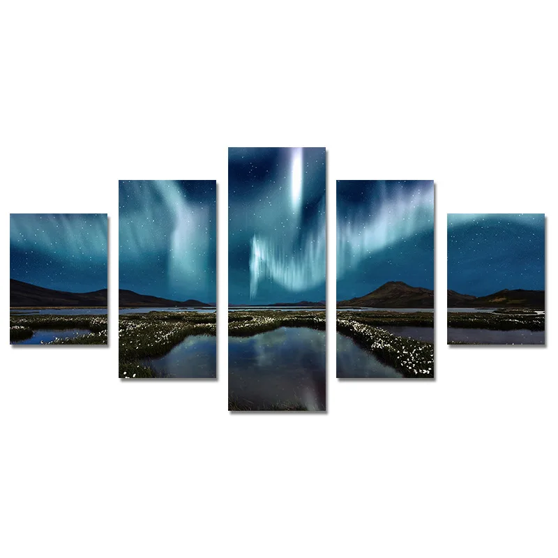 

Manufacturers Decorative Painting Frame Painting 5 Joint River Rapids Aurora Oil Painting AliExpress Amazon Wish Painting Core F