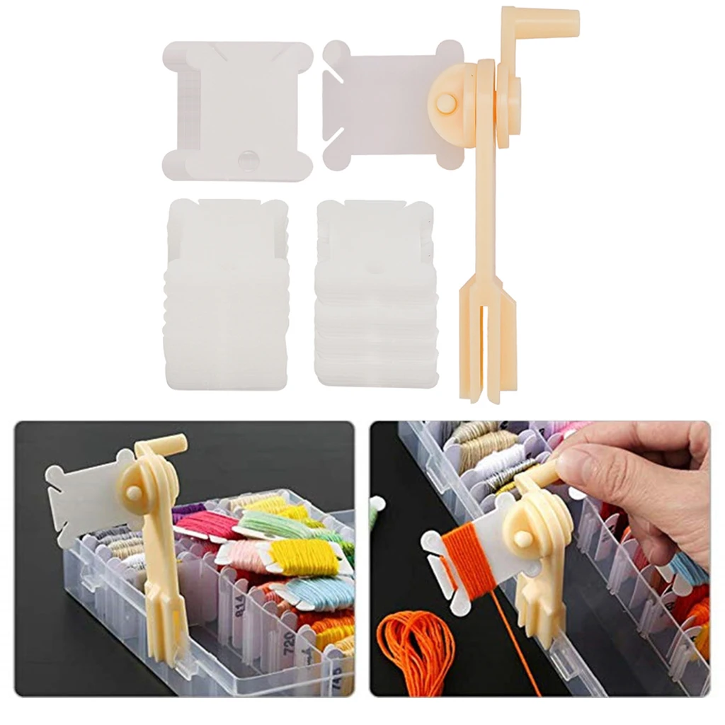 Hand Operated Yarn String Wool Winder Winding Tool with 100/200pcs Bobbin Holder