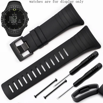 

Waterproof Silicone watchband 35mm black wristband men's bracelet with pin buckle For SUUNTO CORE smart watch accessories