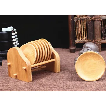 

8pcs/set Teacup Mat Solid Wood Teacup Holder Bamboo Cool Tool Surface Protectors Simple Style Cup Holder