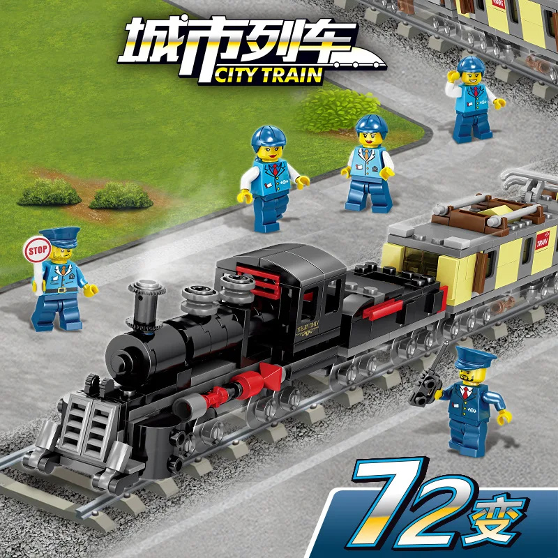 

KAZI 98236 City Train Plastic Assembling Building Blocks 8-in-1 Train Fit