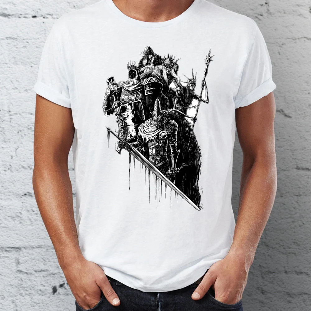 

Men's T Shirt Dark Souls Lords Of Cinder Gaming Black And White Tee
