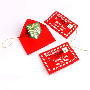 

10Pcs Christmas Felt Envelope Greeting Letter Candy Bag To Santa Claus Embroidery Christmas Decoration Ornament For Kids Gift
