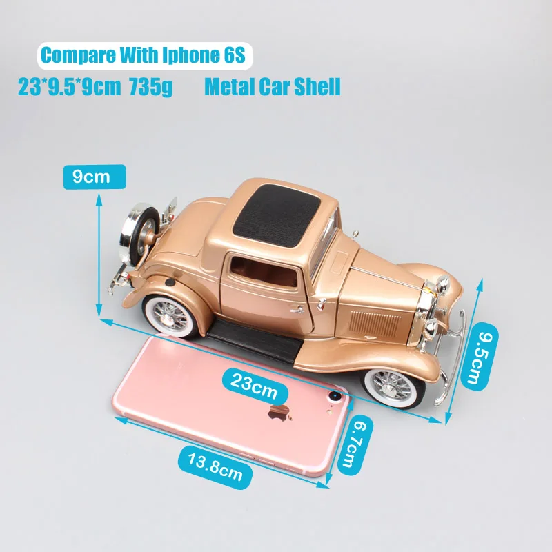 Детская Классика 1/18 Ретро 1932 модель ford B 3-Window Coupe Deuce Gold car scale Diecasts& Toy Vehicles авто металлический сувенир