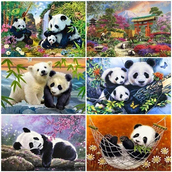 

AZQSD Adult Drawing By Numbers Panda Acrylic Paint Kits DIY Unframe Oil Painting By Numbers Animal Handpainted Gift