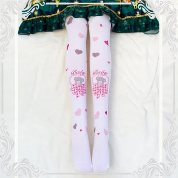 

High Quality Japanese Cute Lolita Stockings Cute Girl Bear Print Kawaii Sweet Girl Leggings Loli Student Socksings
