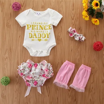 

Newborn Girl Clothes Baby 4PCS Outfits 2020 New Summer Cute Short Sleeves Bodysuit Romper Floral Print Dress Leg Warmer Headband