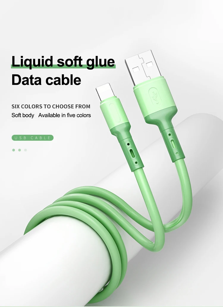 USB Cable For iPhone 13 12 11 Pro Max X XR XS 8 7 6s 5s Fast Data Charging Charger USB Wire Cord Liquid Silicone Cable 1/1.5/2M magnetic charger for android