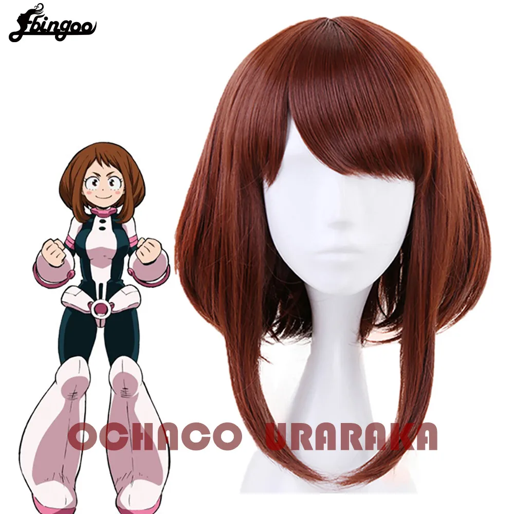 Ebingoo мой герой Академии OCHACO URARAKA Рыжий коричневый короткий прямой Боб