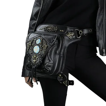 

2019 Punk Style Women's Chest Bags Fashion Rivets and Chain MOTO-BIKE Pockets Multi-function Female's Mobile Shoulder Bags
