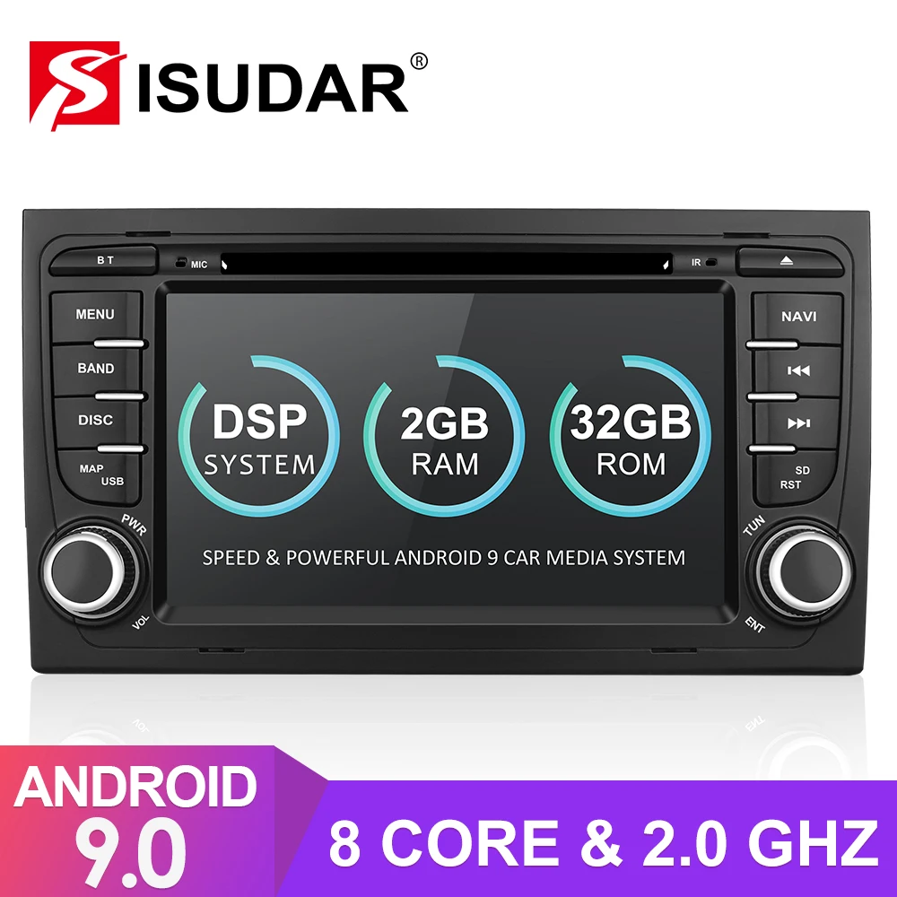 

Isudar 2 Din Auto Radio Android 9 For Audi/A4/S4 2002-2008 CANBUS Car Multimedia Video DVD GPS Octa Core ROM 32G USB DVR DSP DSP