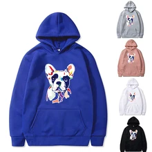 Hoodies masculinos primavera outono casual roupas masculinas sweatshirts moda francês bulldog padrão impressão hoodies moletom masculino