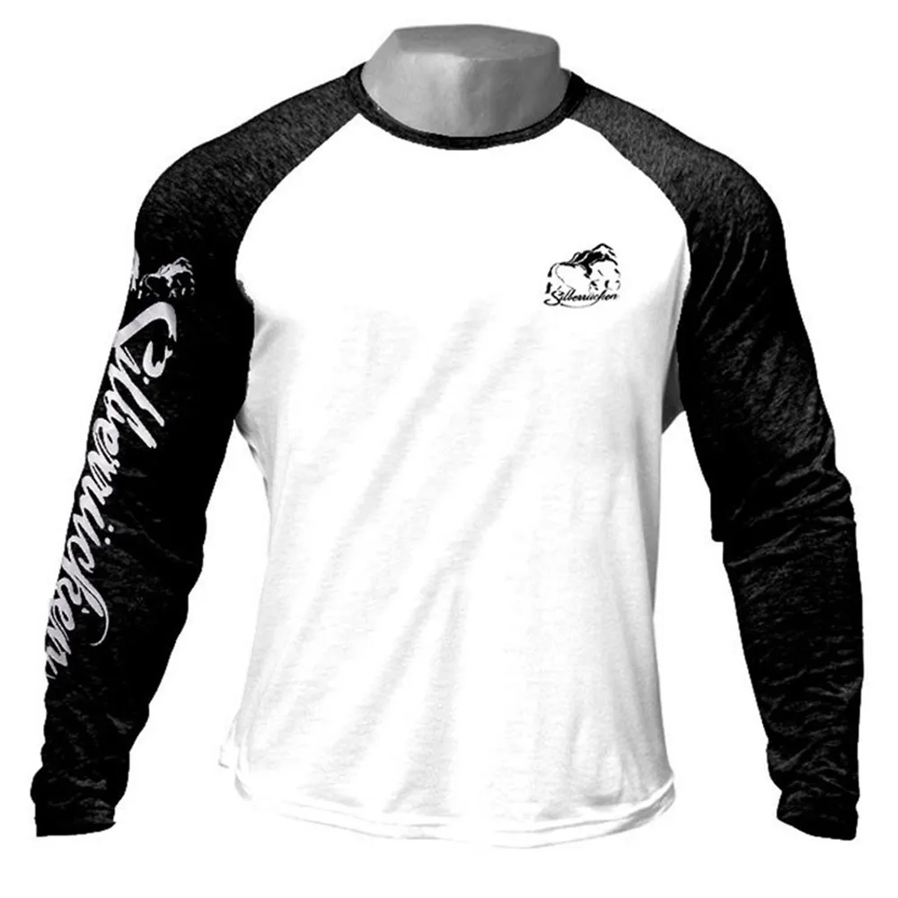 Повседневная хлопковая футболка с длинным рукавом для мужчин, для тренажерного зала, фитнеса, бодибилдинга, тренировок, облегающая футболка, Мужская футболка с принтом, топы, Спортивная брендовая одежда