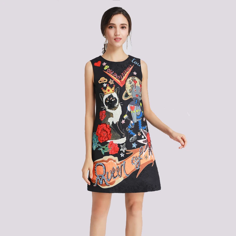 Мини-платье Preto Do в винтажном стиле; Vestido Sem Mangas das Mulheres de Диамант de luxo Nossa Senhoras Do Partido Vestido de Pista Dress