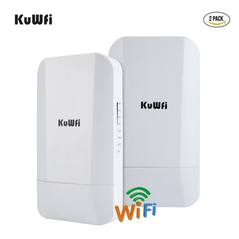 

KuWFi Outdoor 2.4G Wireless Bridge WiFi Transmitter 300Mbps 14DBi High Gain Antenna Gigabit RJ45 Port