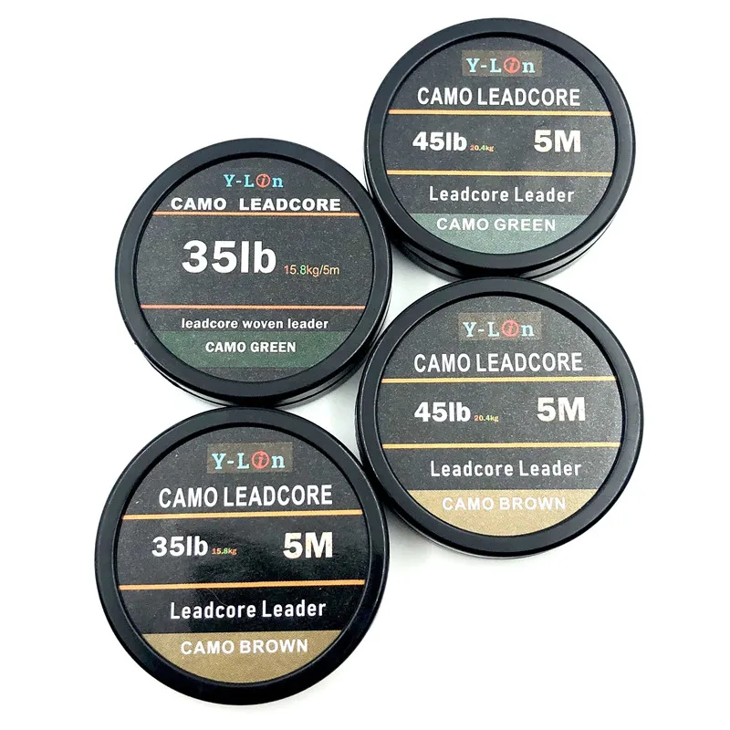 5m Braided Lead Core Carp Leader Line Camo Brown Mainline Leadcore for Carp Rig Chod Helicopter Rig Carp Coarse Fishing Line