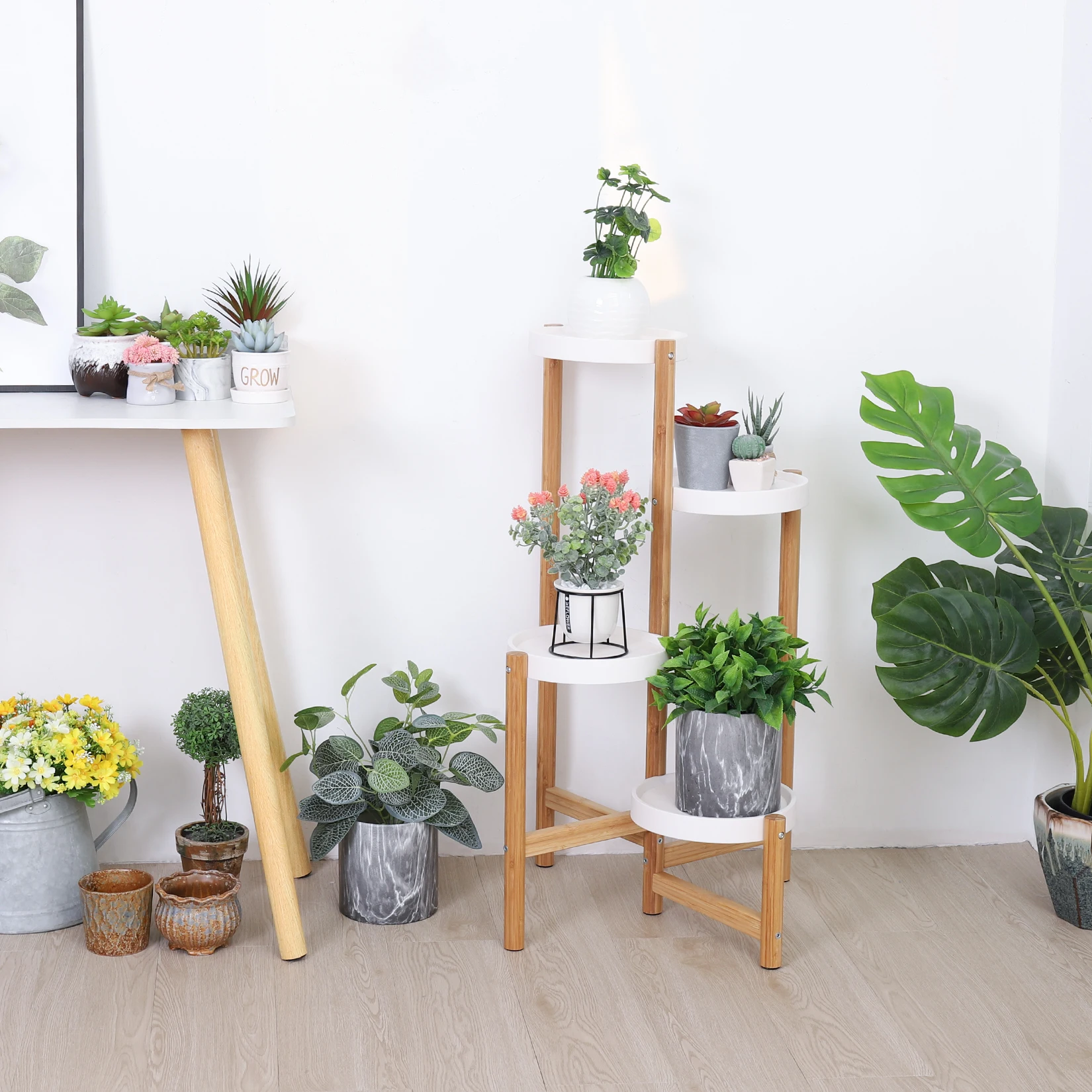4 Tier Bamboo Plant Stand Tall Corner Indoor Flower Pot Holder Nordic Display Rack for Living Room Bedroom Balcony plant stand