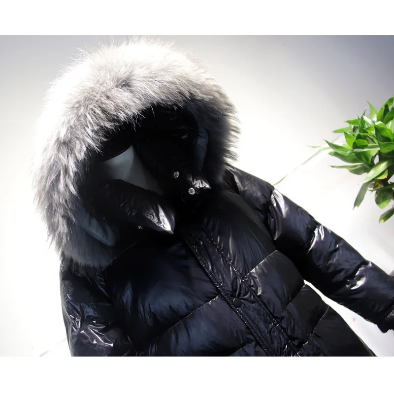 

Down Coat Winter Long Duck Down Jacket Woman Hooded Korean Large Fur Collar Oversize Puffer Women's Jackets KJ2684