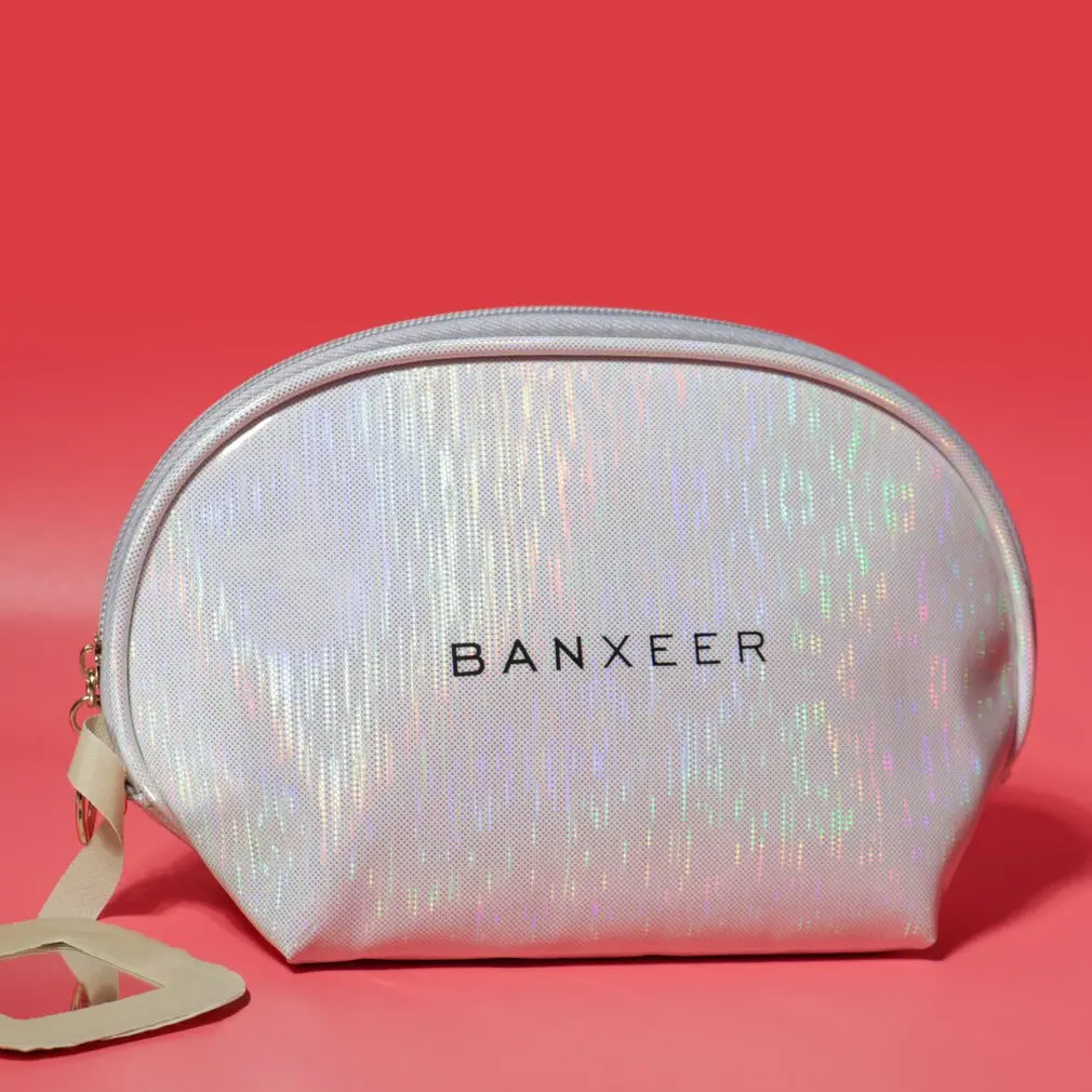 Модная сумка для хранения косметики, серебряная Bc-12tzd, косметичка, Нетоксичная, водонепроницаемая, легкая чистка, сухая косметичка