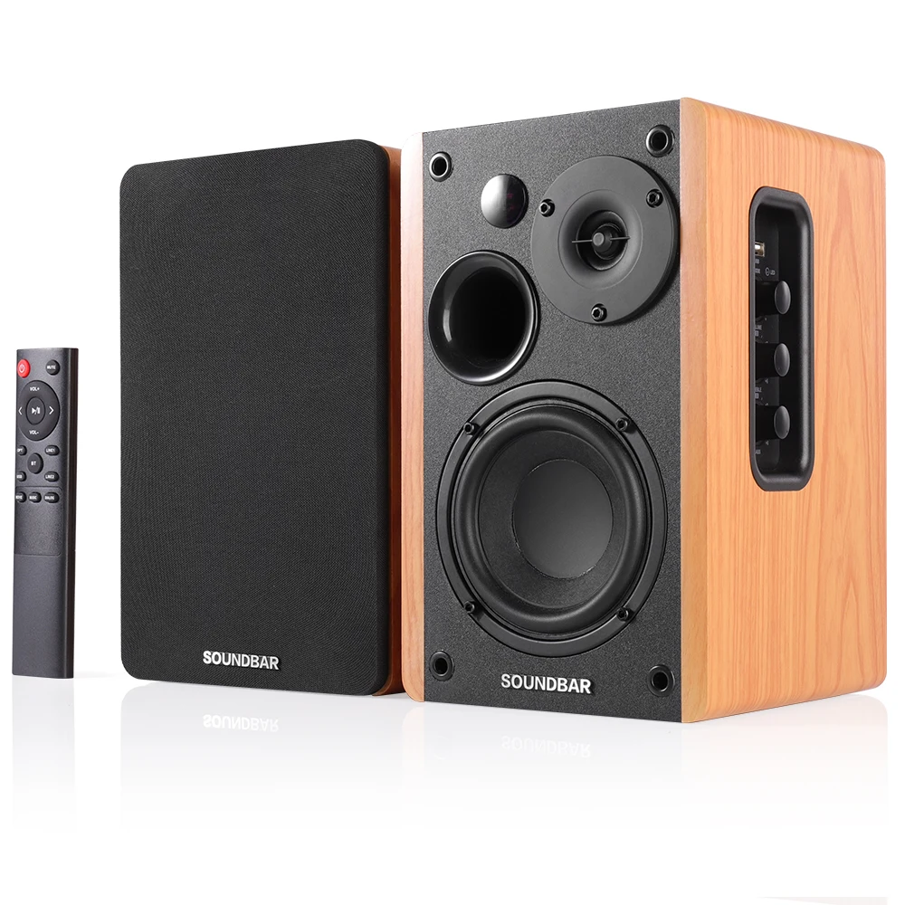 80w Bookshelf Speaker 2.0 Hifi Bluetooth Speaker Sound System Wood