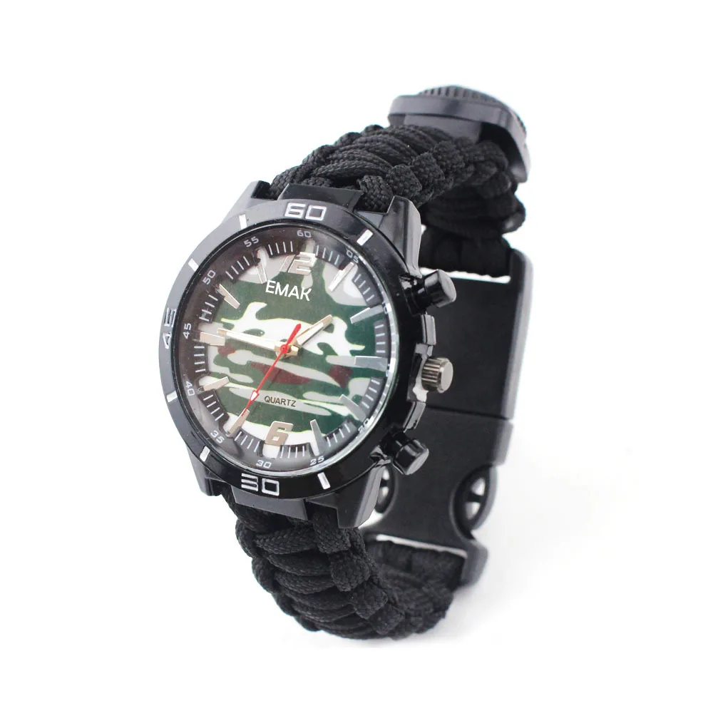

EM-04 Parachute Cord Survival Watch Travel Camping Multifunctional Compass Mountain Climbing Life-Saving Table Outdoor Sports Wa