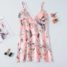 Пижама женская одежда для сна пижама женская атласная с цветочным принтом шелковое белье с бантом кружевная пижама ночная рубашка пижама женска