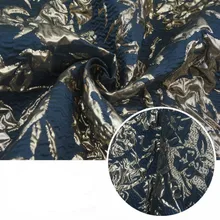 Темно-синяя Золотая жаккардовая ткань с тиснением, стильная парчовая ткань для платья, детская одежда