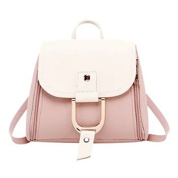 

Fashion Exquisite Shopping Bag Contrast Color Backpack Women Leather Shoulder Bag Teenage Girl School Bagpack