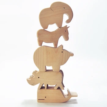 

New Kind of Handmade Animal Toys Children's Toys and Ornaments Suite Pure Handmade Solid Wood Carving Home wooden toy
