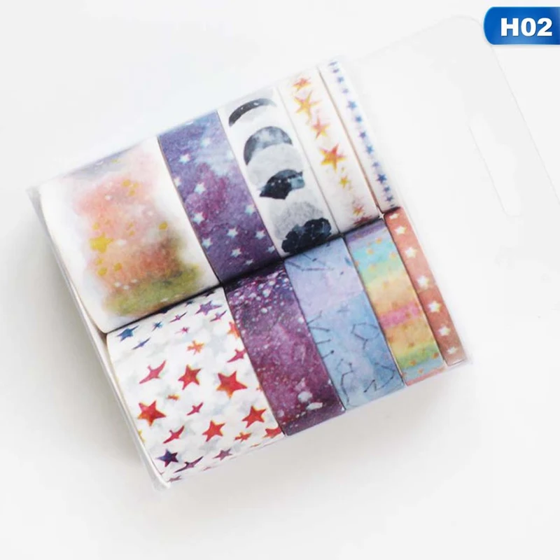 H02 10 шт./компл. Kawaii набор для скрапбукинга лента Washi цветок Бумага изоляционная лента клейкая лента для поделок Стикеры канцелярских принадлежностей - Цвет: H02