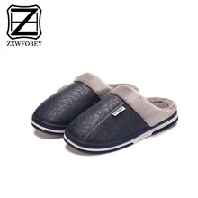 ZXWFOBEY/Мужская и Женская Нескользящая садовая обувь с меховой подкладкой, шлепанцы для дома, теплая зимняя водонепроницаемая пара тапочек