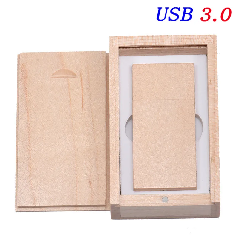 JASTER деревянный+ коробка usb флеш-накопитель Флешка 4 ГБ 8 ГБ 16 ГБ 32 ГБ клен usb 3,0 деревянный логотип гравировка подарок - Цвет: maple wood with box