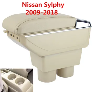 

For Nissan Sentra/Sylphy Armrest Box Center Storage Box With Cup Holder Ashtray Stowing Tidying Arm Rest Rotatable Car-styling