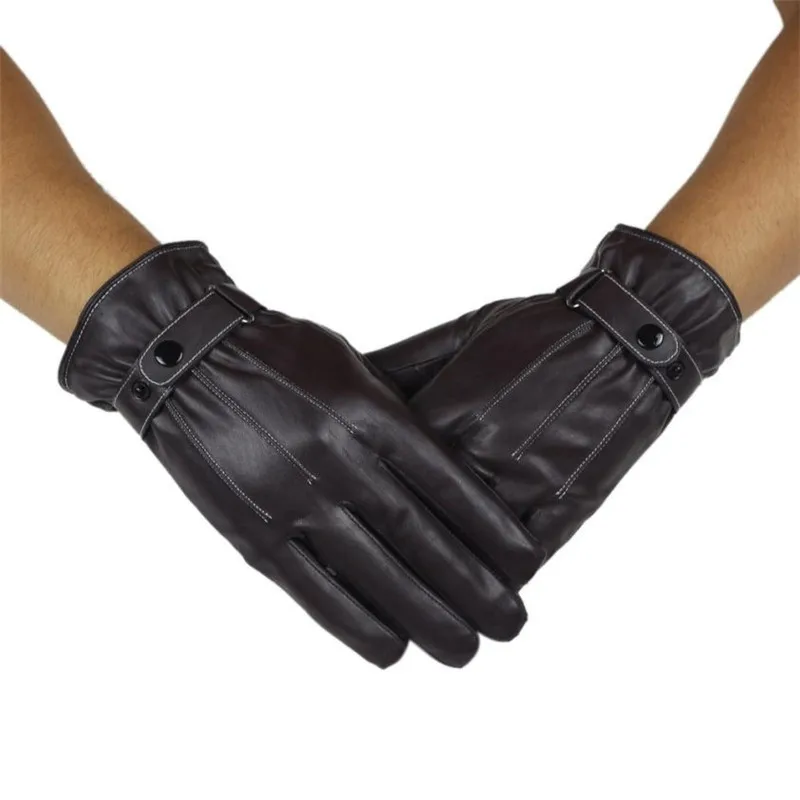 Мужские роскошные кожаные зимние водительские теплые перчатки из кашемира черные теплые рукавицы ветрозащитные зимние перчатки для улицы