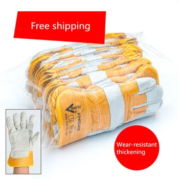 

welding glove leather wear thickening 2 shielded welding short short welding welder Labour protection glove leather