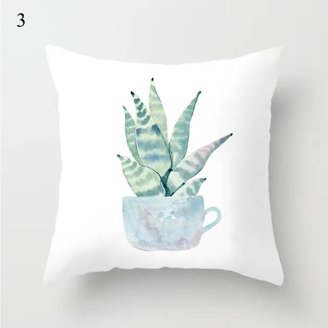 1PC Cactus Floral Print Cushion Cover Polyester Pillow Cases Throw Pillows Sofa Home Decor Pillowcase Decorative Pillow Covers 3
