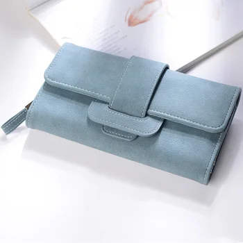 

Women Long Wallet Female Fashion Leather Money Bag Card Holder 2019 New Design Ladies Solid Color Coin Purse Mobile Phone Bag