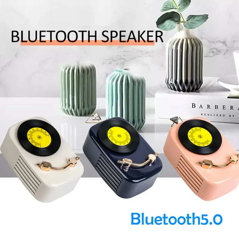 Мини Ретро фонограф портативный Bluetooth 5,0 Динамик дизайн открытый музыкальный плеер беспроводной бас громкий динамик