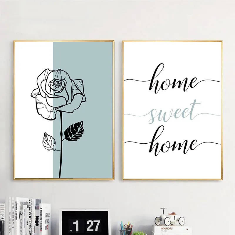 Nordic-Home-Sweet-Home-Quote-Poster-Canvas-Paintings-Rose-Flower-Wall-Art-Paintings-Pictures-for-Living (2)