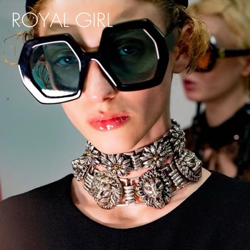 

ROYAL GIRL Square Calssic Oversized Sunglasses PC+CP Adjustable Frame Sun Glasses Luxury Brand Fashion Male Goggle UV400 SS450