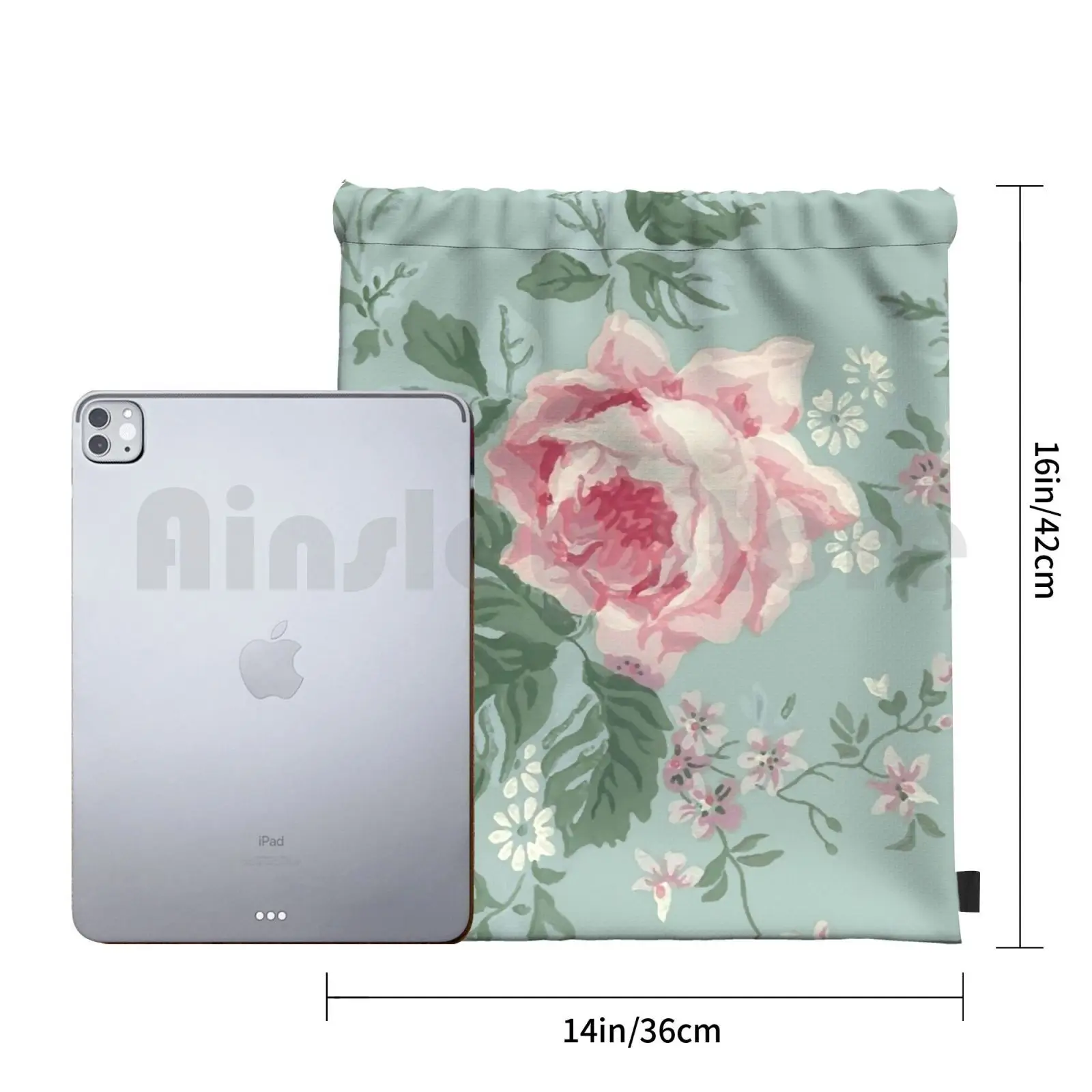 French Vintage Roses Drawstring Gym Bag, Floral Design