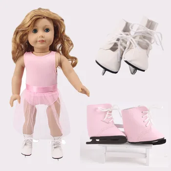 

Doll Ice Skate Ballet Lace Sequin Dress,Dance Shoes For 18 Inch American&43Cm Born Baby Our Generation,Birthday Girl's Toy Gift