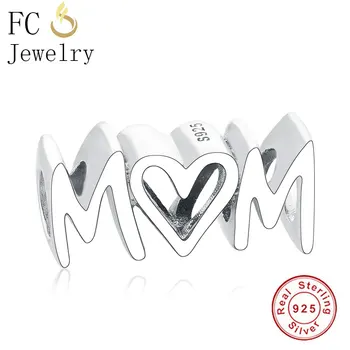 

FC Jewelry Fit Original Brand Charm Bracelet 925 Sterling Silver Hot Letter Alphabet Bead For Making Script MOM Berloque 2019