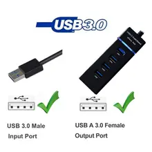 4 порта USB 3,0 концентратор переходник разветвитель 5 Гбит/с Высокая скорость передачи для телефона ПК проектор для ноутбука камера мышь
