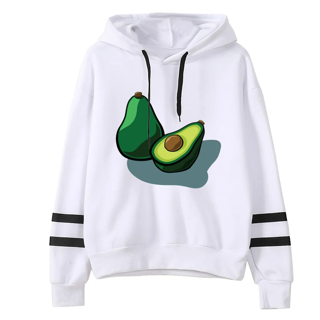 

2019 Womail Sweatshirts Women's Harajuku Avocado Hooded autumn winter Loose Printed White Pullover Mujer Womens Sweatshirt S-XL