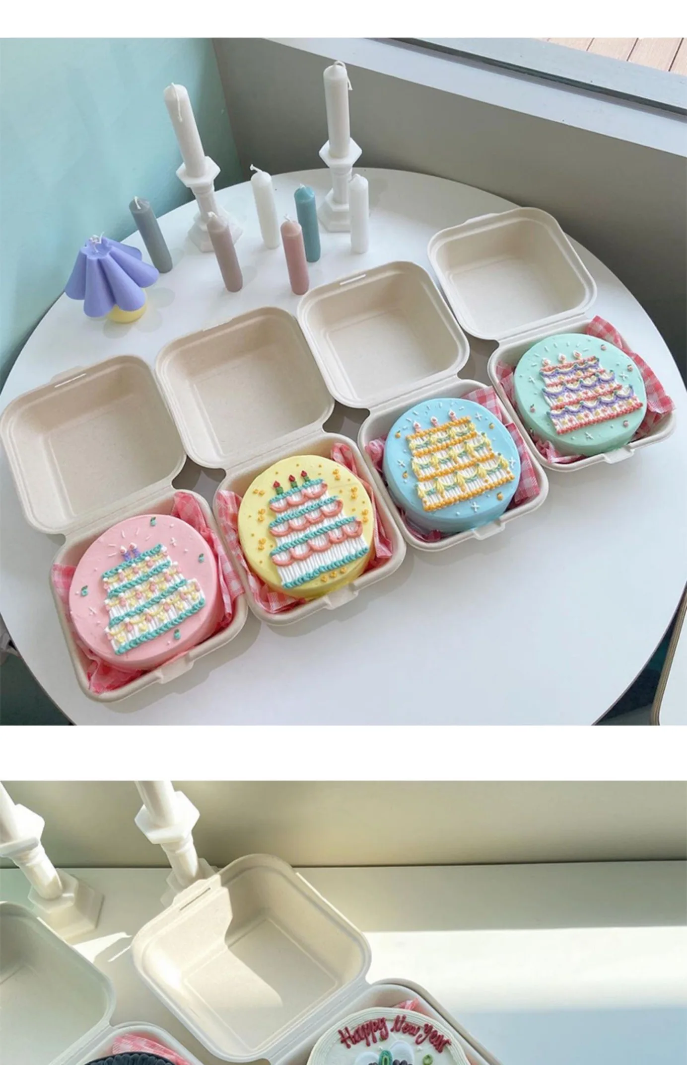 Wooden Disposable Serving Plates Picnic Bento Box Teller Pulp Dessert Cake Burger Packing Fruit 플라스틱 접시 Assiette Jetable Mariage